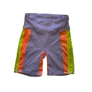 Fabletics Motion 365 Lavender orange yellow biker shorts Sz L
